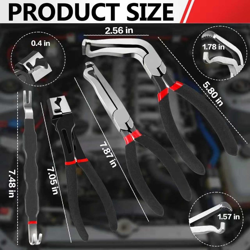 BCJCLTS 4 Pieces Electrical Disconnect Pliers for Cars, Electrical Connector Separator Tool and Automotive Electrical Connector Disconnect Pliers,Fuel Line Petrol Clip (Black 4 PCS) - Image 2